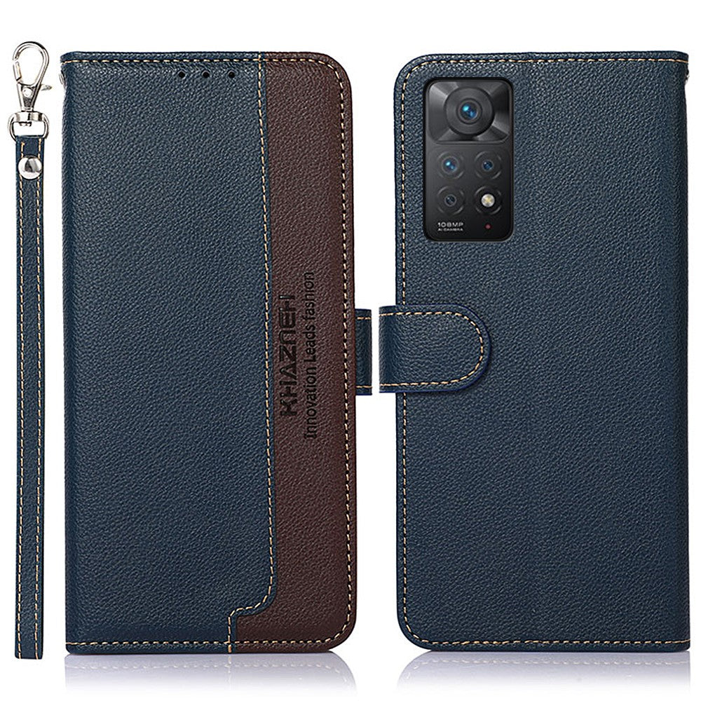 KHAZNEH For Xiaomi Redmi Note 12 Pro 4G / 11 Pro 4G (MediaTek) / Note 11 Pro 5G (Qualcomm) PU Leather RFID Blocking Stand Case Litchi Texture Wallet Mobile Phone Cover