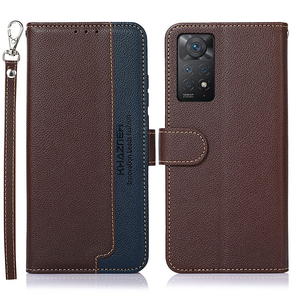 KHAZNEH For Xiaomi Redmi Note 12 Pro 4G / 11 Pro 4G (MediaTek) / Note 11 Pro 5G (Qualcomm) PU Leather RFID Blocking Stand Case Litchi Texture Wallet Mobile Phone Cover