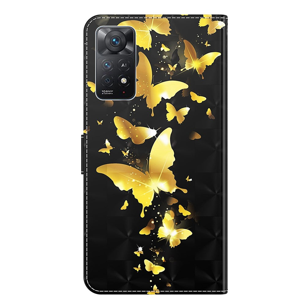 Xiaomi Redmi Note 12 Pro 4G / 11 Pro 4G (MediaTek) / Note 11 Pro 5G (Qualcomm) Plånboksfodral med 3D-mönstertryck, PU-läder, stativ, fällbart fodral med rem