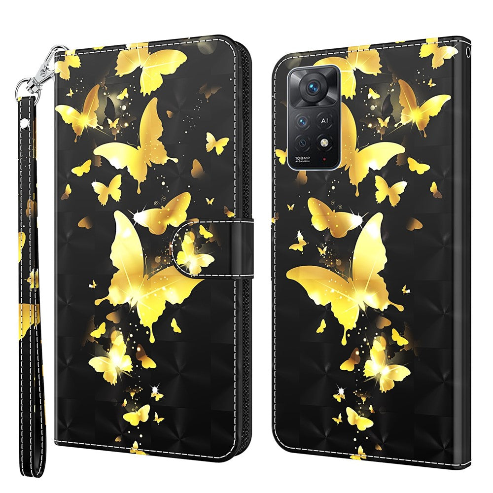 For Xiaomi Redmi Note 11S 4G / Redmi Note 11 4G (Qualcomm) 3D Creative Pattern Printing PU Leather Flip Wallet Case Stand Feature Bookstyle Magnetic Protective Cover with Strap