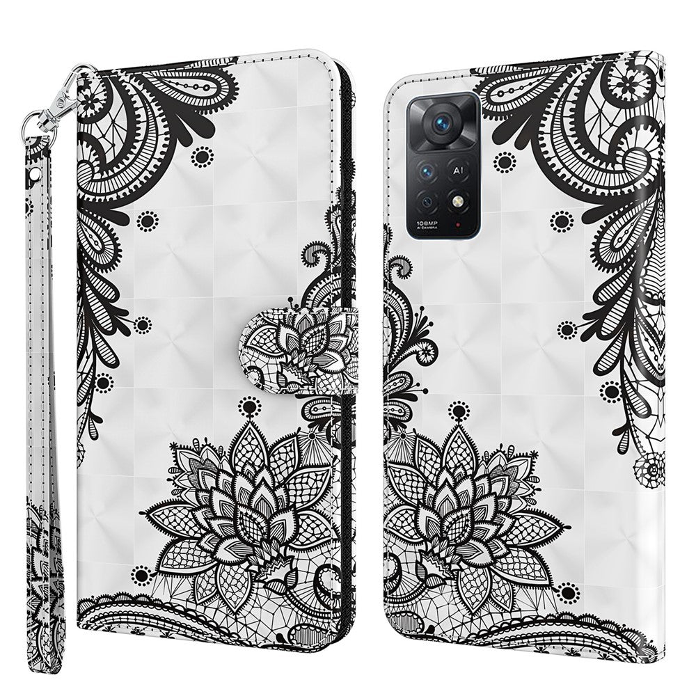 For Xiaomi Redmi Note 11S 4G / Redmi Note 11 4G (Qualcomm) 3D Creative Pattern Printing PU Leather Flip Wallet Case Stand Feature Bookstyle Magnetic Protective Cover with Strap