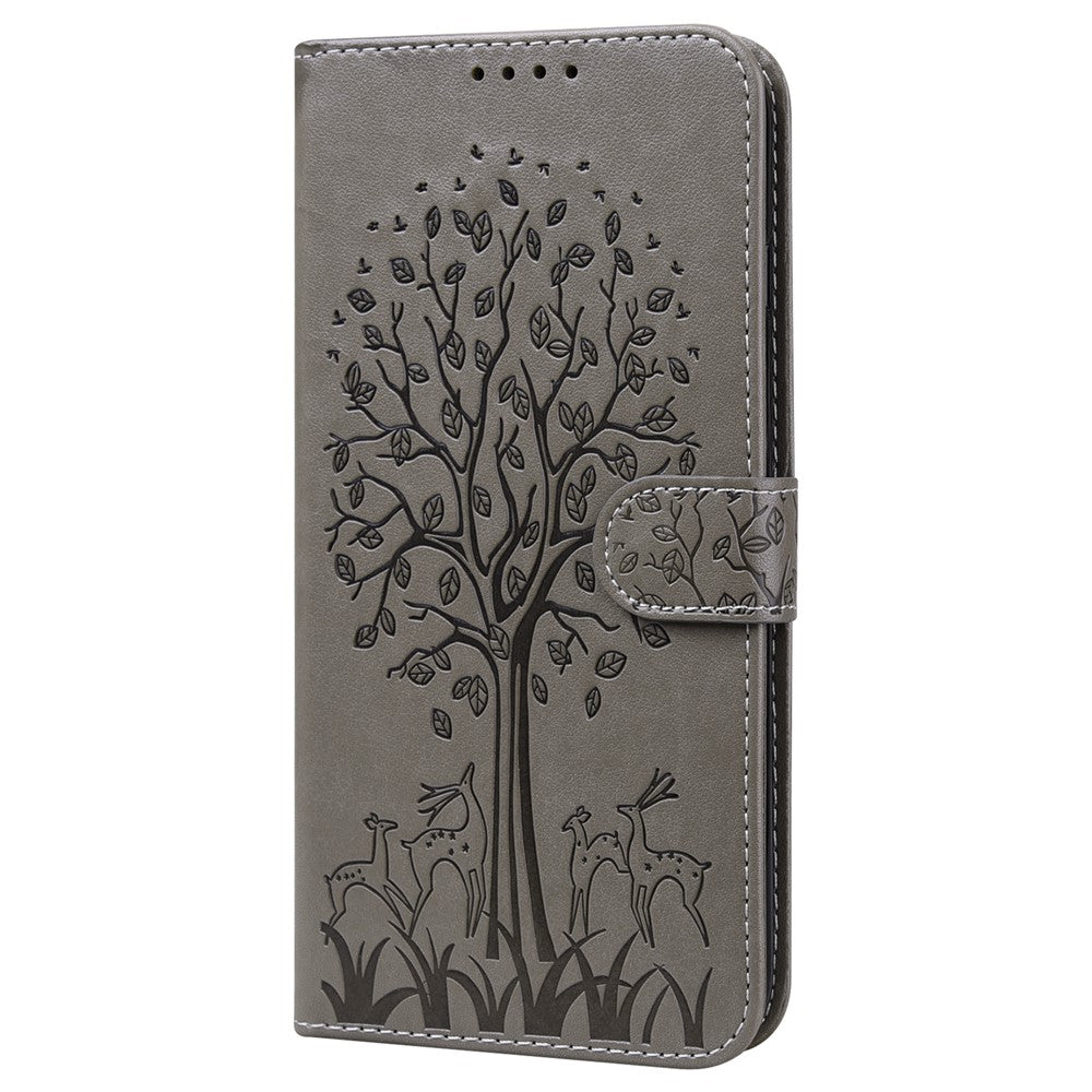 For Xiaomi Redmi Note 12 Pro 4G / 11 Pro 4G (MediaTek) / Note 11 Pro 5G (Qualcomm) Imprinted Stylish Deer Tree Pattern Stand Wallet PU Leather+TPU Anti-scratch Magnetic Cover