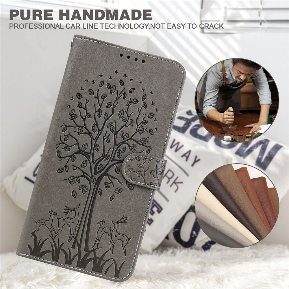 For Xiaomi Redmi Note 12 Pro 4G / 11 Pro 4G (MediaTek) / Note 11 Pro 5G (Qualcomm) Imprinted Stylish Deer Tree Pattern Stand Wallet PU Leather+TPU Anti-scratch Magnetic Cover