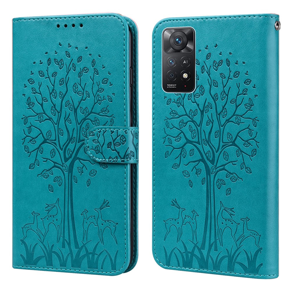 Xiaomi Redmi Note 12 Pro 4G / 11 Pro 4G (MediaTek) / Note 11 Pro 5G (Qualcomm) Präglat snyggt hjortträdsmönster stativplånbok PU-läder+TPU reptåligt magnetiskt skal