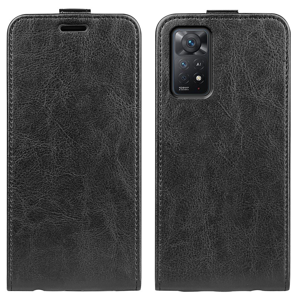 For Xiaomi Redmi Note 12 Pro 4G / 11 Pro 4G (MediaTek) / Note 11 Pro 5G (Qualcomm) Crazy Horse Texture PU Leather Vertical Flip Card Holder Mobile Phone Case Shell