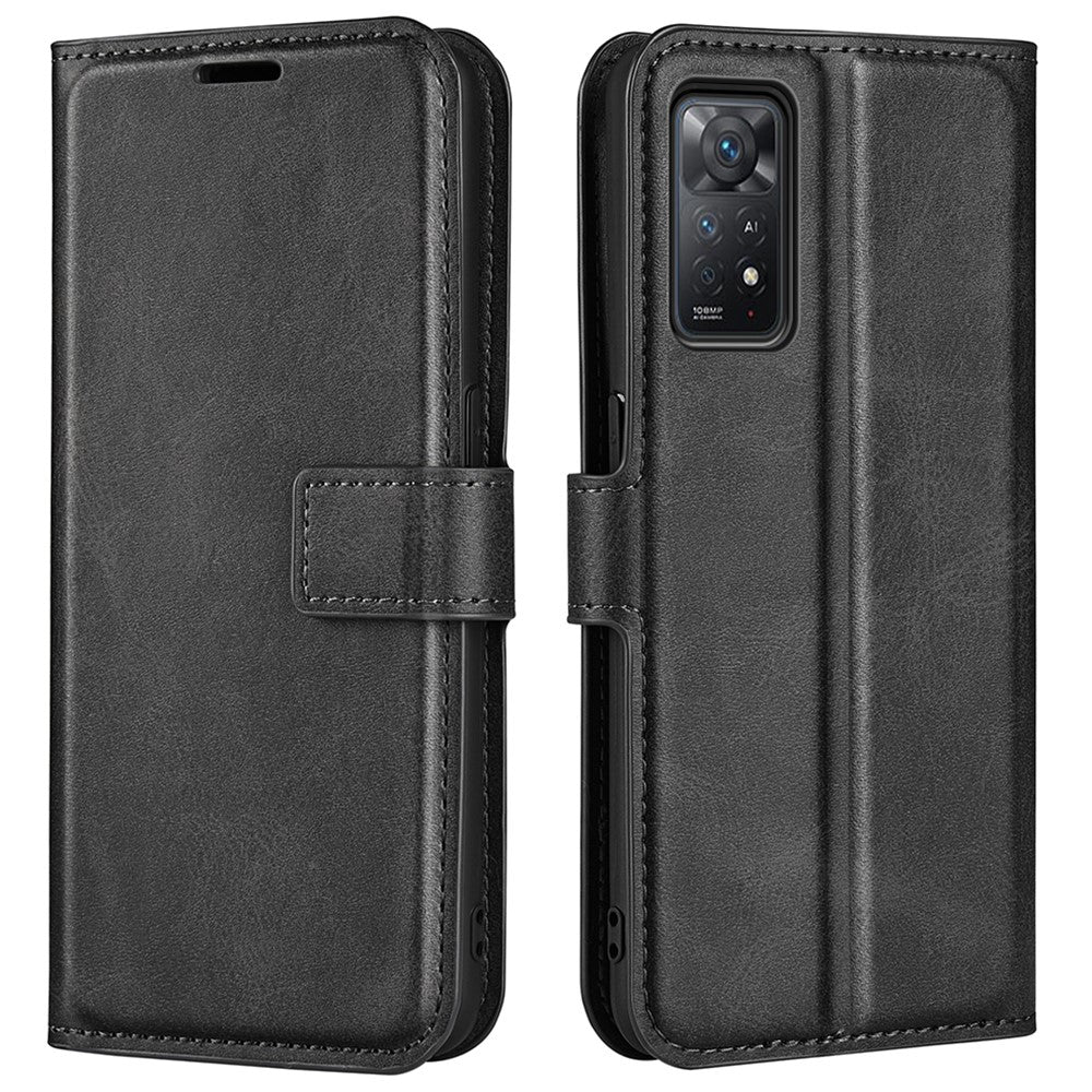For Xiaomi Redmi Note 12 Pro 4G / 11 Pro 4G (MediaTek) / Note 11 Pro 5G (Qualcomm) Magnetic Clasp Textured PU Leather Cover Wallet Stand Phone Case