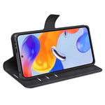 For Xiaomi Redmi Note 12 Pro 4G / 11 Pro 4G (MediaTek) / Note 11 Pro 5G (Qualcomm) Magnetic Clasp Textured PU Leather Cover Wallet Stand Phone Case