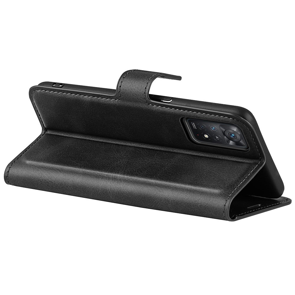 For Xiaomi Redmi Note 12 Pro 4G / 11 Pro 4G (MediaTek) / Note 11 Pro 5G (Qualcomm) Magnetic Clasp Textured PU Leather Cover Wallet Stand Phone Case