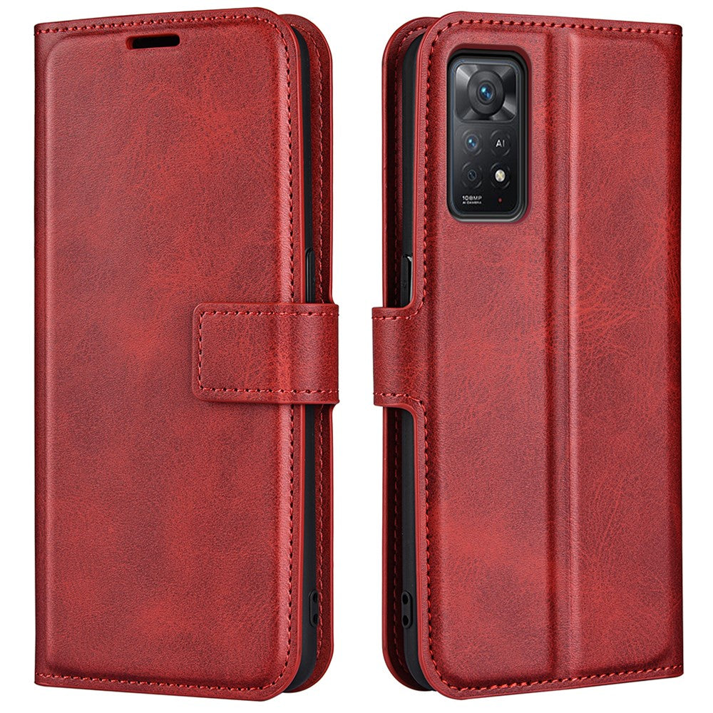 For Xiaomi Redmi Note 12 Pro 4G / 11 Pro 4G (MediaTek) / Note 11 Pro 5G (Qualcomm) Magnetic Clasp Textured PU Leather Cover Wallet Stand Phone Case