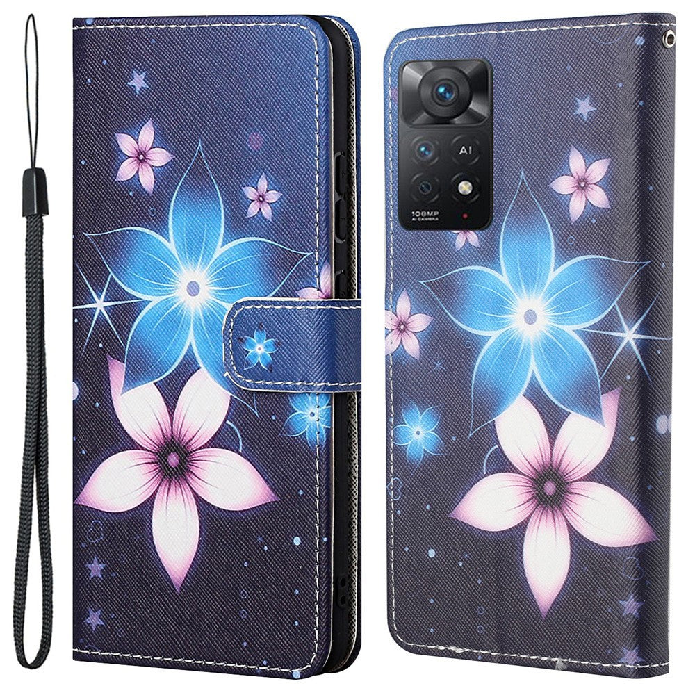 Xiaomi Redmi Note 12 Pro 4G / 11 Pro 4G (MediaTek) / Note 11 Pro 5G (Qualcomm) Mönstertryck Korsstruktur Lädermobilskal Stativ Plånboksfodral