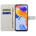 Xiaomi Redmi Note 12 Pro 4G / 11 Pro 4G (MediaTek) / Note 11 Pro 5G (Qualcomm) Mönstertryck Korsstruktur Lädermobilskal Stativ Plånboksfodral