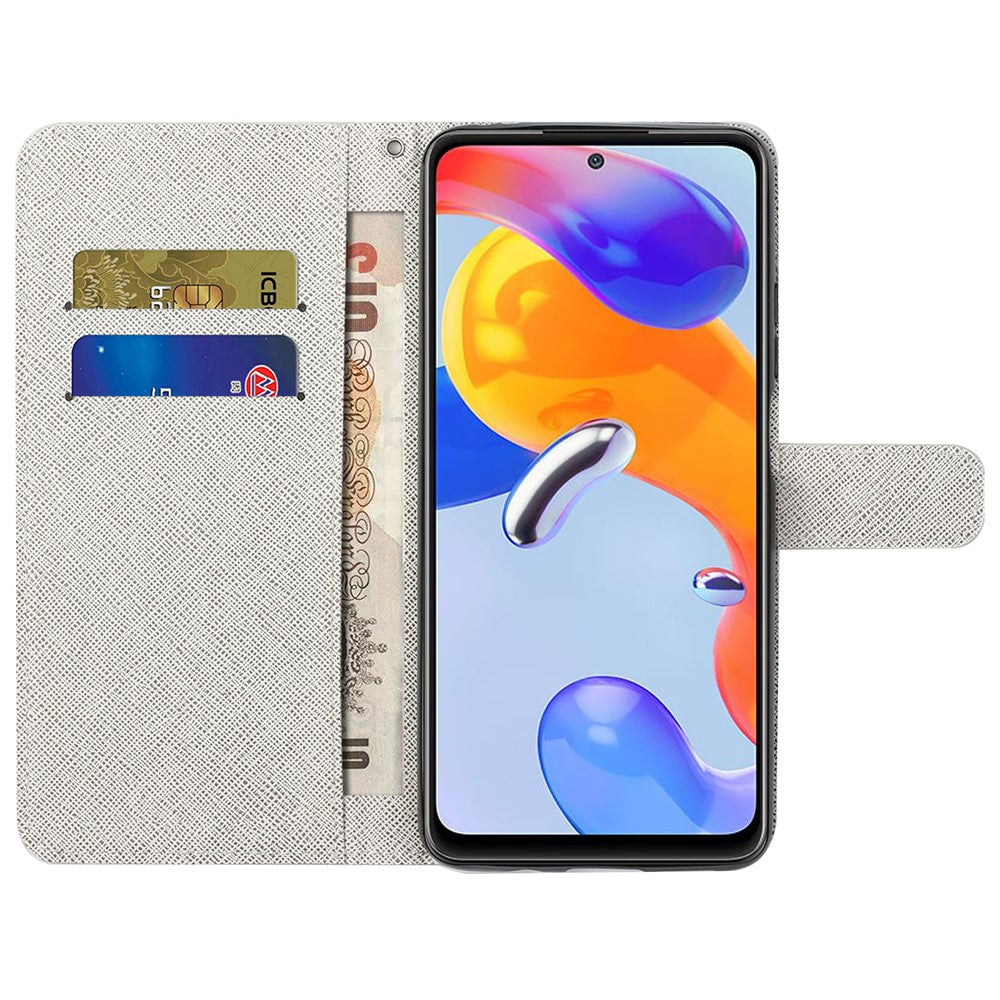 Xiaomi Redmi Note 12 Pro 4G / 11 Pro 4G (MediaTek) / Note 11 Pro 5G (Qualcomm) Mönstertryck Korsstruktur Lädermobilskal Stativ Plånboksfodral