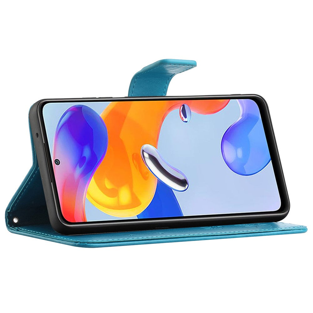 For Xiaomi Redmi Note 12 Pro 4G / 11 Pro 4G (MediaTek) / Note 11 Pro 5G (Qualcomm) Imprinting Butterfly Flower Wallet Cover PU Leather Stand Phone Case