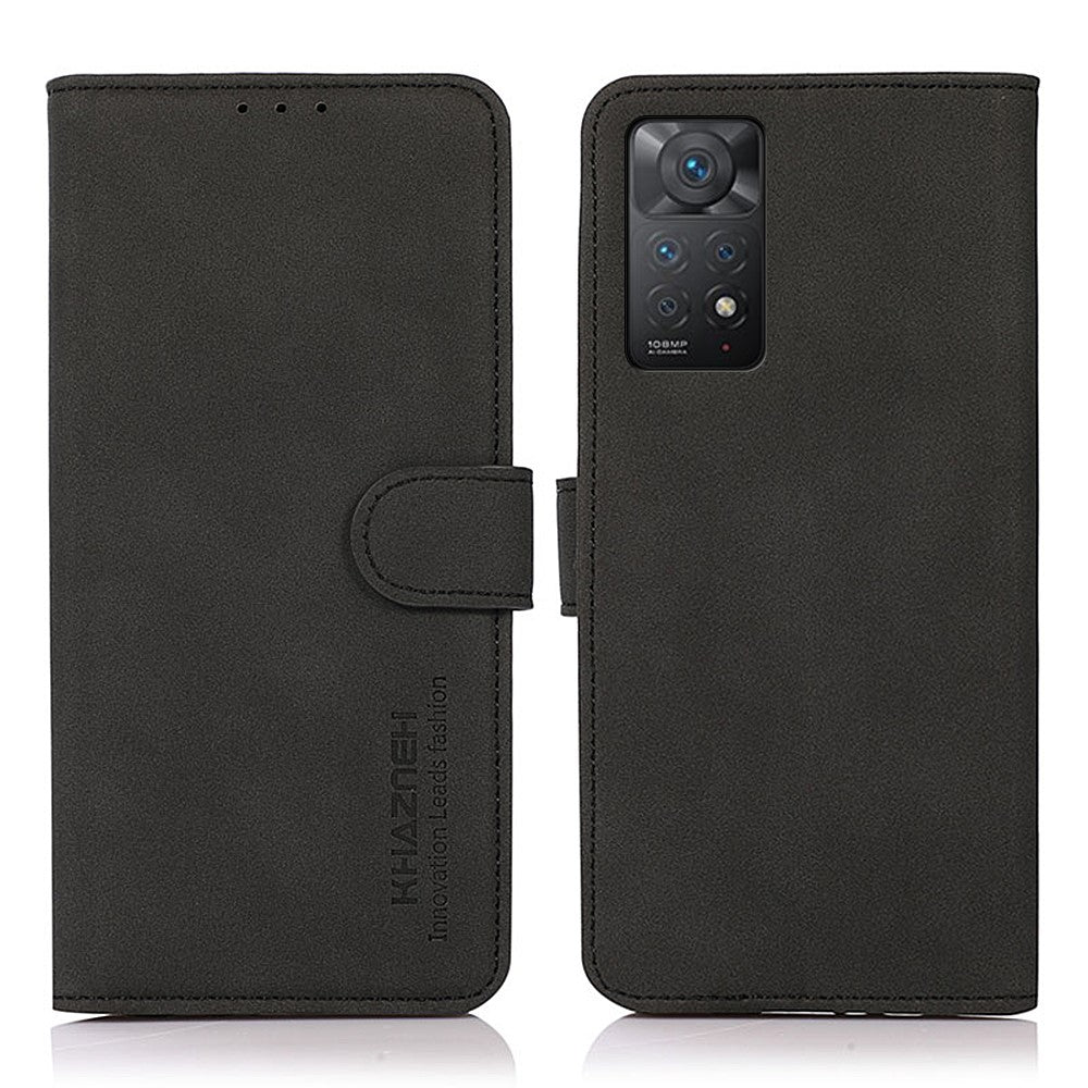 KHAZNEH för Xiaomi Redmi Note 12 Pro 4G / 11 Pro 4G (MediaTek) / Note 11 Pro 5G (Qualcomm) Texturerat Läderplånboksfodral med Stativ, Magnetiskt Flipfodral