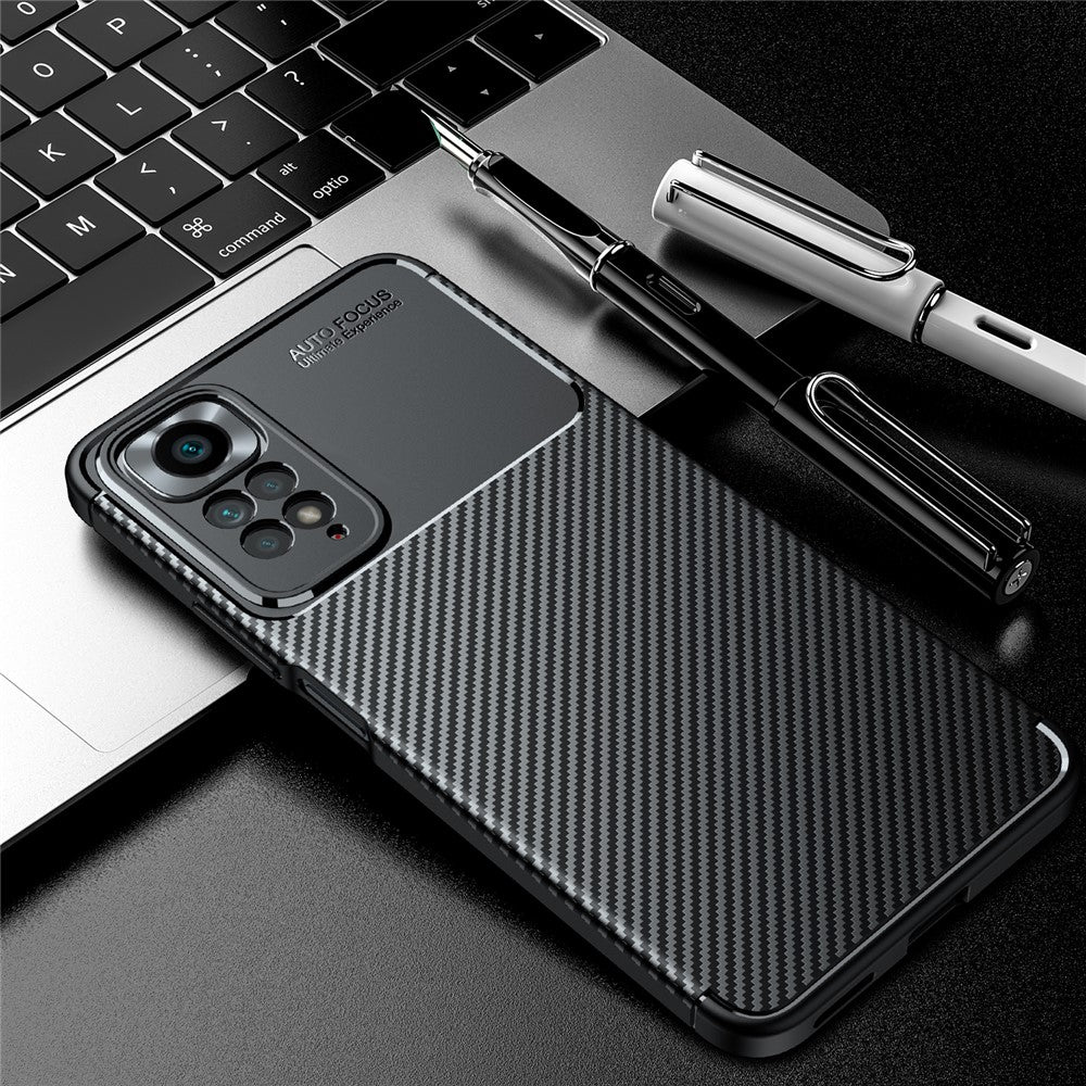 For Xiaomi Redmi Note 11 Pro 4G (MediaTek) / Redmi Note 11 Pro 5G (Qualcomm) TPU Precise Cutout Case Carbon Fiber Texture Anti-Scratch Fingerprint-Resistant Cover