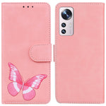 Magnetic Closure Case for Xiaomi 12 Pro 5G/12S Pro 5G/12 Pro (Dimensity) 5G Shockproof Phone Case with Wallet/Stand Butterfly Pattern Printed PU Leather Flip Cover