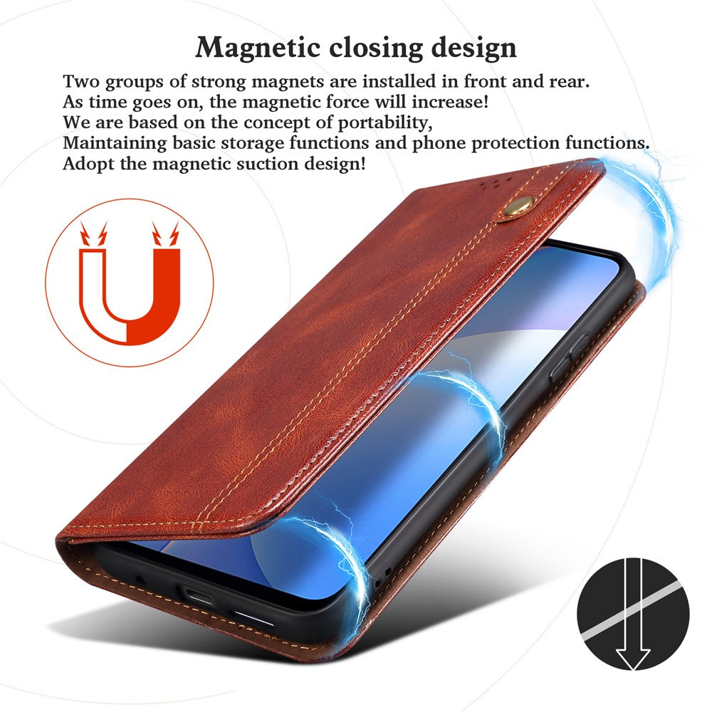 For Xiaomi 12/12X/12S 5G Wallet Phone Case Magnetic Absorption Waxy Crazy Horse Texture PU Leather Stand Phone Cover