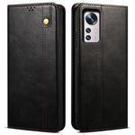 Xiaomi 12/12X/12S 5G plånboksfodral magnetiskt absorberande vaxartad galen häststruktur PU-läder stativfodral