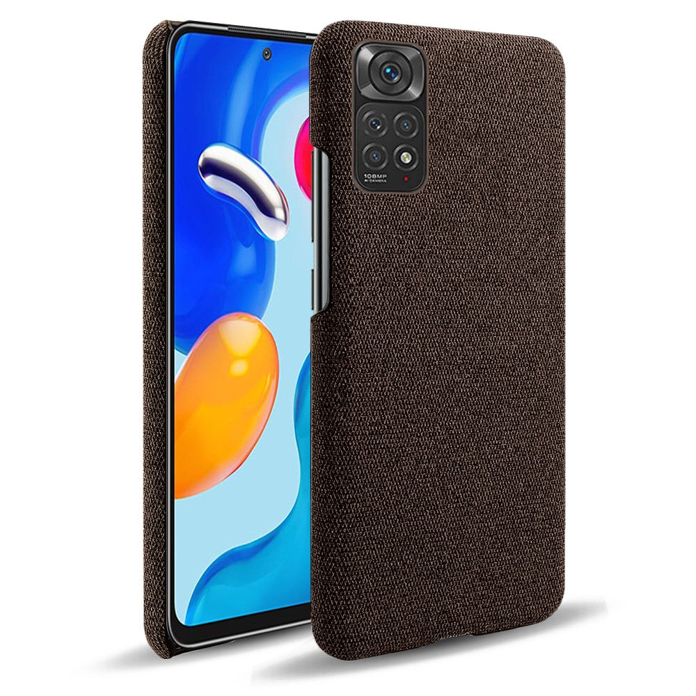 For Xiaomi Redmi Note 11S 4G/Note 11 4G (Qualcomm) Anti-fall Hard PC Phone Case Solid Color Cloth Texture Protective Shell