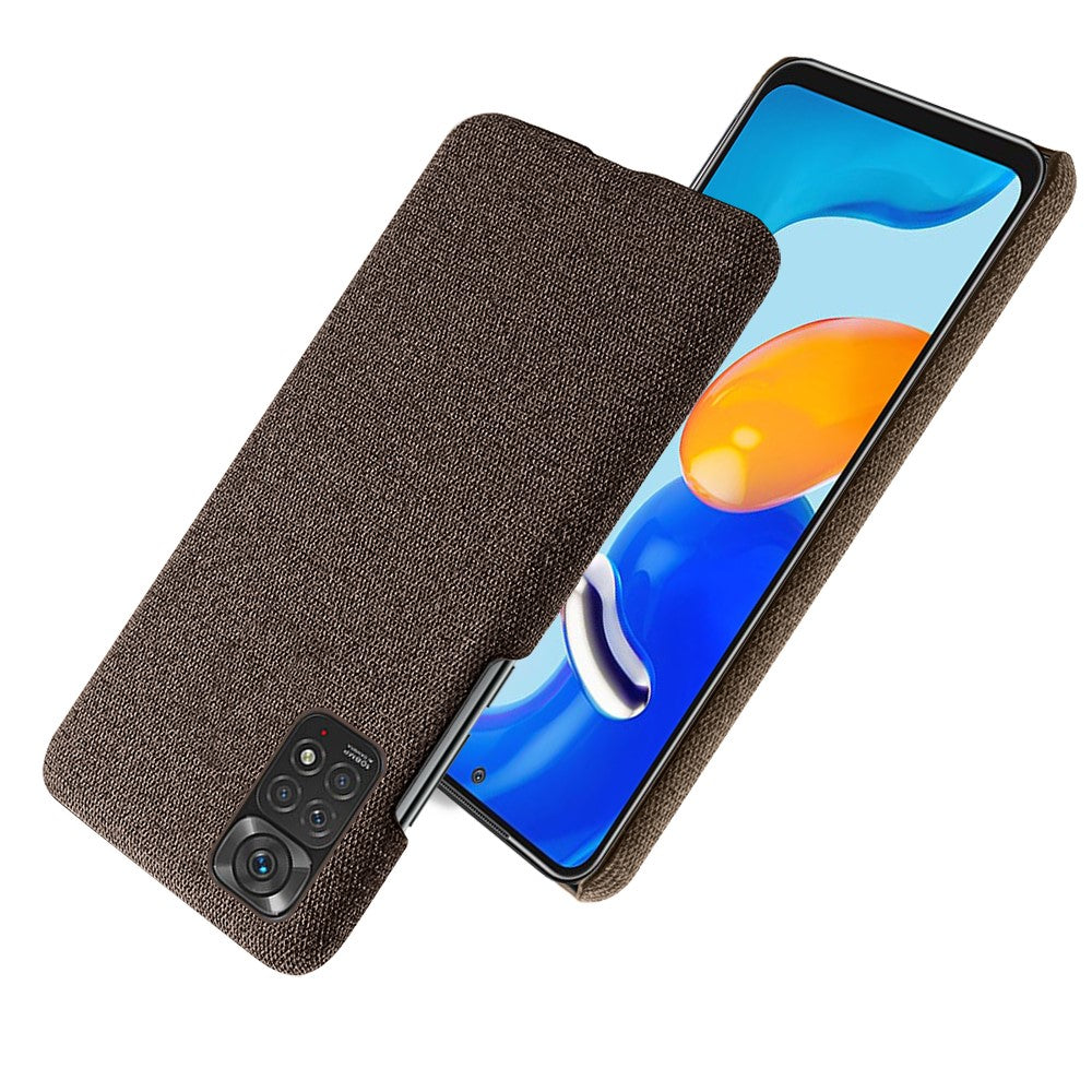 For Xiaomi Redmi Note 11S 4G/Note 11 4G (Qualcomm) Anti-fall Hard PC Phone Case Solid Color Cloth Texture Protective Shell