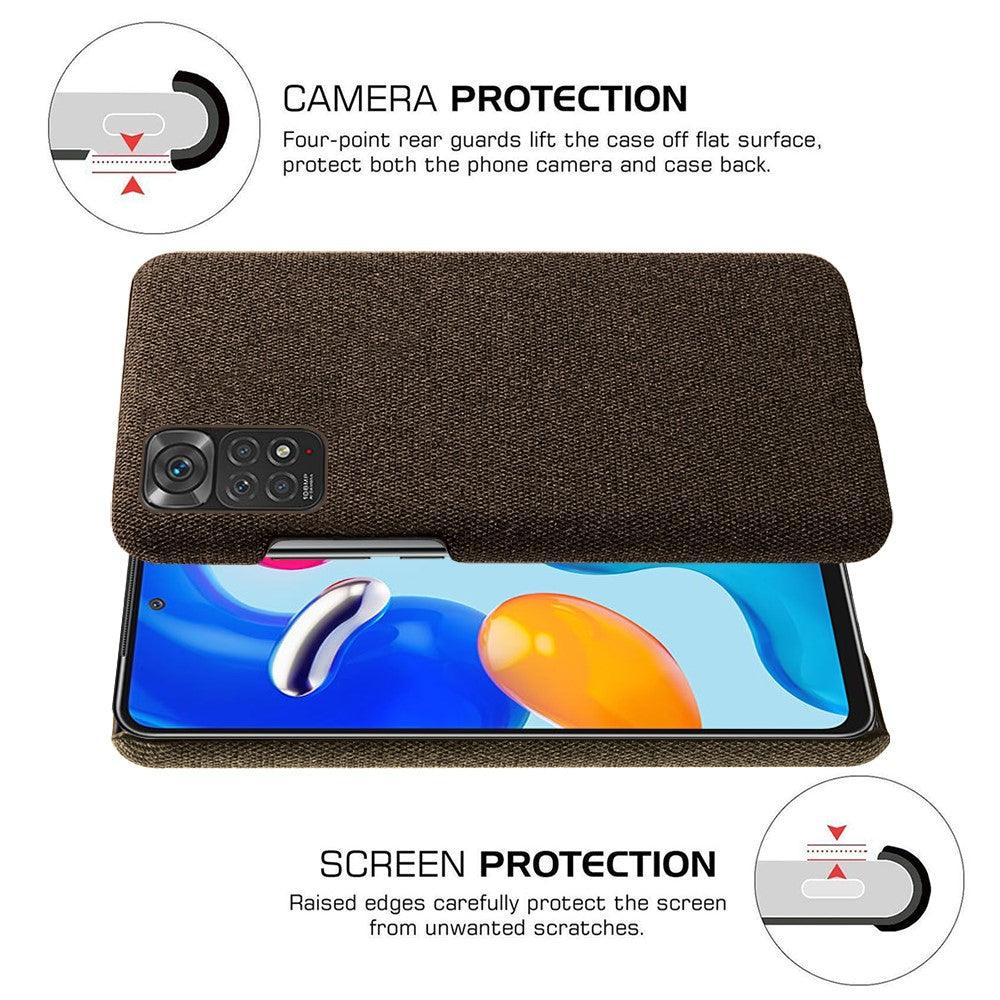 For Xiaomi Redmi Note 11S 4G/Note 11 4G (Qualcomm) Anti-fall Hard PC Phone Case Solid Color Cloth Texture Protective Shell