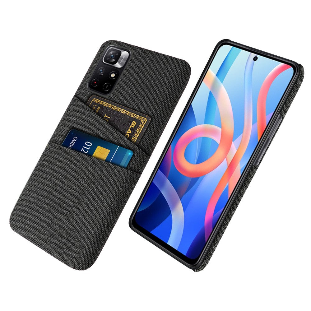 Xiaomi Redmi Note 11 5G (Kina) (MediaTek)/Redmi Note 11T 5G/Redmi Note 11S 5G Tygstruktur Multifunktionellt Dubbla Kortfatt Mobilskal Tyg + PC Bakstycke mobilskal