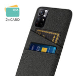 Xiaomi Redmi Note 11 5G (Kina) (MediaTek)/Redmi Note 11T 5G/Redmi Note 11S 5G Tygstruktur Multifunktionellt Dubbla Kortfatt Mobilskal Tyg + PC Bakstycke mobilskal