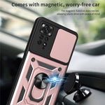 For Xiaomi Redmi Note 12 Pro 4G / 11 Pro 4G (MediaTek) / Note 11 Pro 5G (Qualcomm) PC + TPU Hybrid Slide Camera Cover Built-in Metal Sheet Mobile Phone Shell with Kickstand