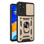 For Xiaomi Redmi Note 12 Pro 4G / 11 Pro 4G (MediaTek) / Note 11 Pro 5G (Qualcomm) PC + TPU Hybrid Slide Camera Cover Built-in Metal Sheet Mobile Phone Shell with Kickstand