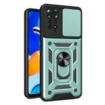 For Xiaomi Redmi Note 12 Pro 4G / 11 Pro 4G (MediaTek) / Note 11 Pro 5G (Qualcomm) PC + TPU Hybrid Slide Camera Cover Built-in Metal Sheet Mobile Phone Shell with Kickstand