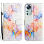 YB Pattern Printing Leather Series-5 for Xiaomi 12 Pro 5G/12S Pro 5G/12 Pro (Dimensity) 5G PU Leather Book Wallet Case Stand Feature Marble Pattern Magnetic Flip Wrist Strap Phone Cover