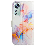 YB Pattern Printing Leather Series-5 for Xiaomi 12 Pro 5G/12S Pro 5G/12 Pro (Dimensity) 5G PU Leather Book Wallet Case Stand Feature Marble Pattern Magnetic Flip Wrist Strap Phone Cover