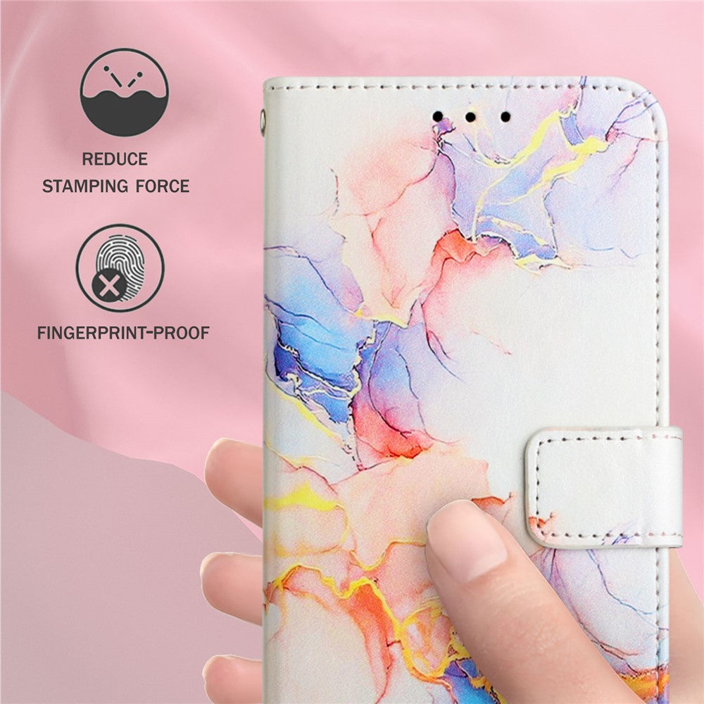 YB Pattern Printing Leather Series-5 for Xiaomi 12 Pro 5G/12S Pro 5G/12 Pro (Dimensity) 5G PU Leather Book Wallet Case Stand Feature Marble Pattern Magnetic Flip Wrist Strap Phone Cover