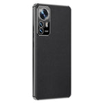 For Xiaomi 12/12X/12S 5G Light Slim Electroplated Textured Case Genuine Cowhide Leather Coating TPU Protective Shell