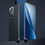 For Xiaomi 12/12X/12S 5G Light Slim Electroplated Textured Case Genuine Cowhide Leather Coating TPU Protective Shell