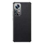 For Xiaomi 12/12X/12S 5G Light Slim Electroplated Textured Case Genuine Cowhide Leather Coating TPU Protective Shell