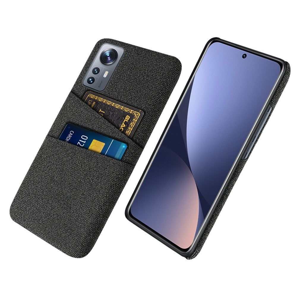For Xiaomi 12/12X/12S 5G Dual Card Slots Stylish Cloth Texture Mobile Phone Case Cloth + PC Protection Cover