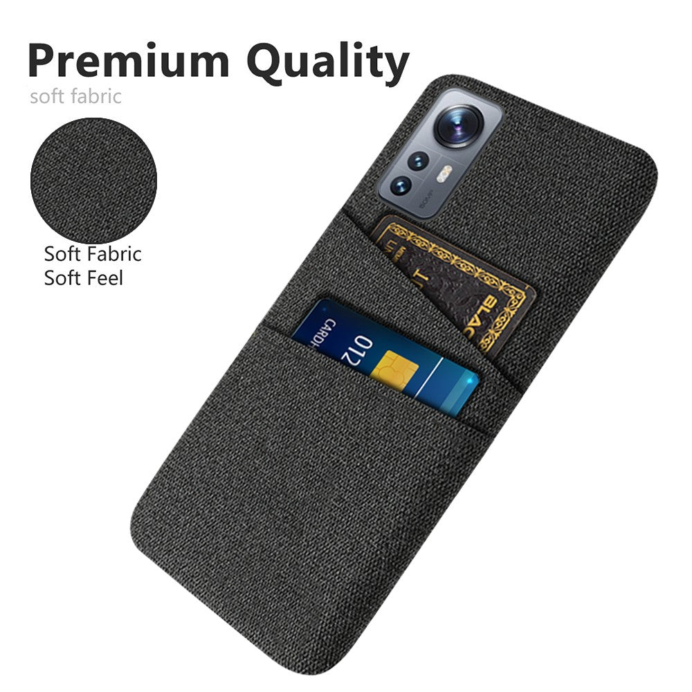 For Xiaomi 12/12X/12S 5G Dual Card Slots Stylish Cloth Texture Mobile Phone Case Cloth + PC Protection Cover