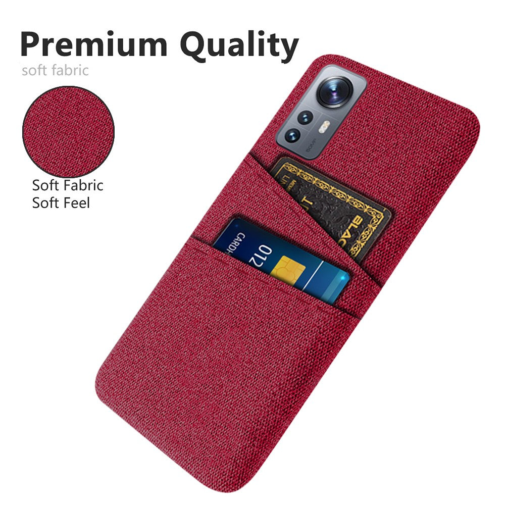 Tygstrukturerat hårt PC-skal för Xiaomi 12 Pro 5G/12S Pro 5G/12 Pro (Dimensity) 5G, dubbla kortplatser, fallsäkert mobilskal