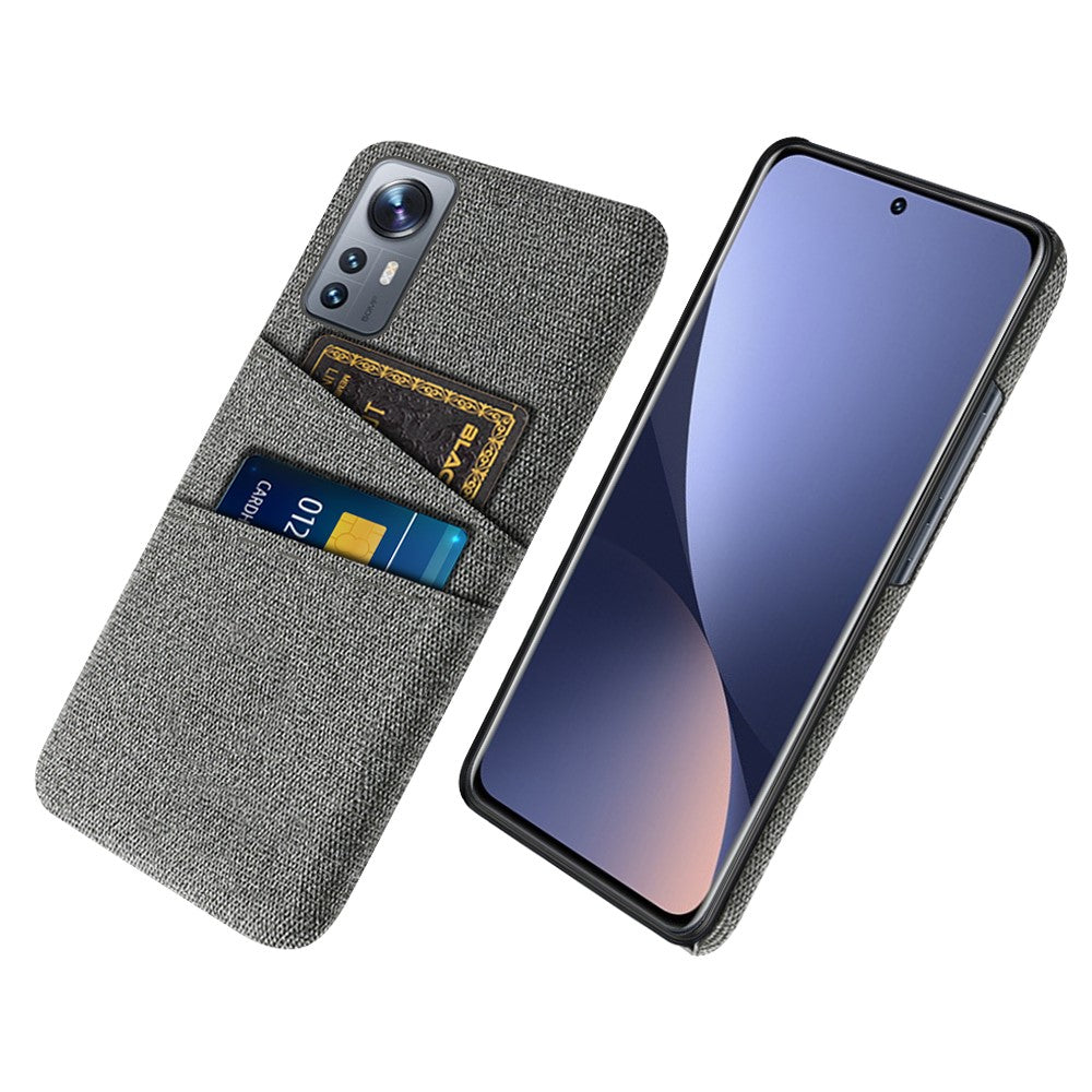 Tygstrukturerat hårt PC-skal för Xiaomi 12 Pro 5G/12S Pro 5G/12 Pro (Dimensity) 5G, dubbla kortplatser, fallsäkert mobilskal