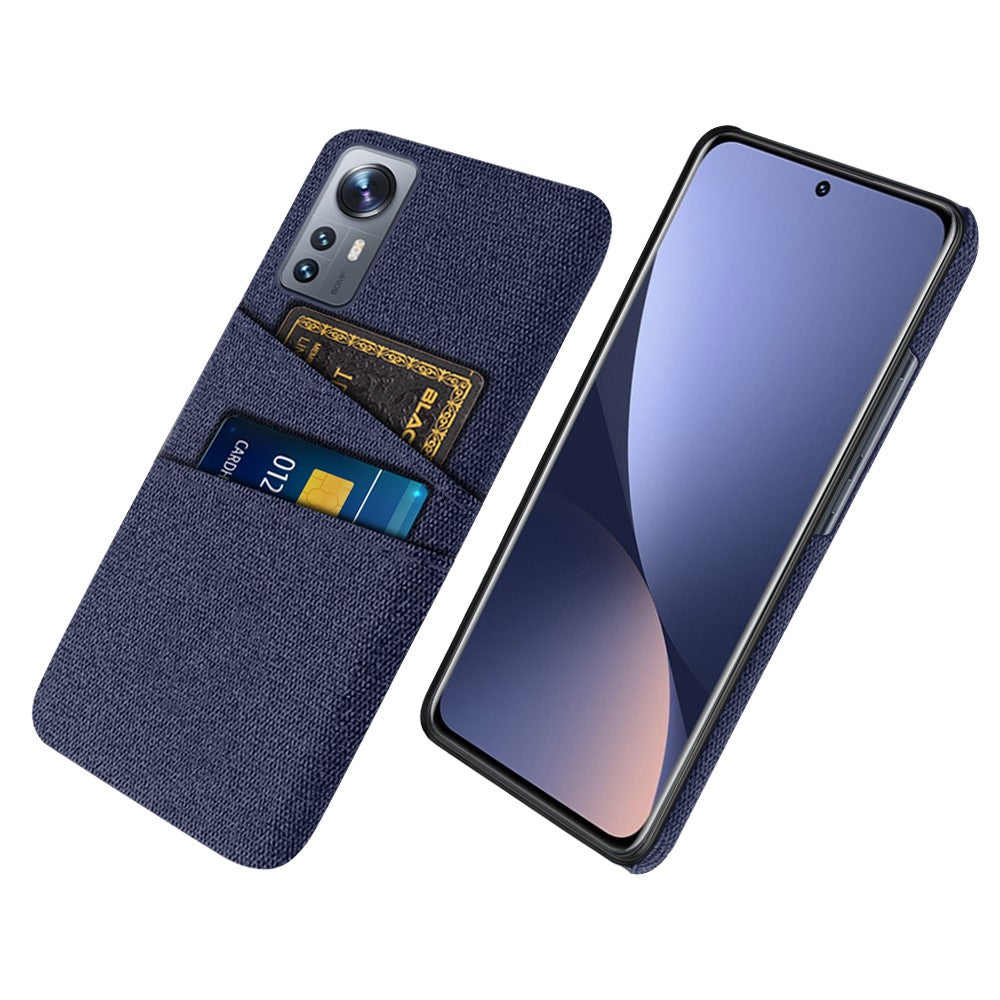 Tygstrukturerat hårt PC-skal för Xiaomi 12 Pro 5G/12S Pro 5G/12 Pro (Dimensity) 5G, dubbla kortplatser, fallsäkert mobilskal