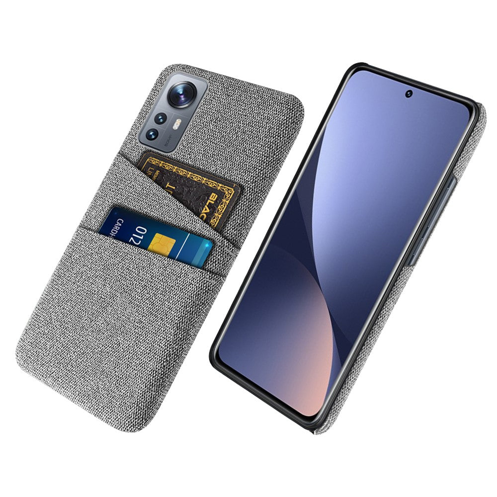 Tygstrukturerat hårt PC-skal för Xiaomi 12 Pro 5G/12S Pro 5G/12 Pro (Dimensity) 5G, dubbla kortplatser, fallsäkert mobilskal