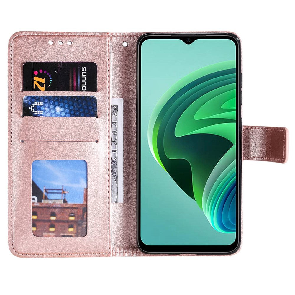 Xiaomi Redmi Note 11E 5G / Redmi 10 5G / Redmi 10 Prime+ 5G Anti-kollisions plånboksfodral med stativ och tryckt mandala, PU-läder, flipfodral
