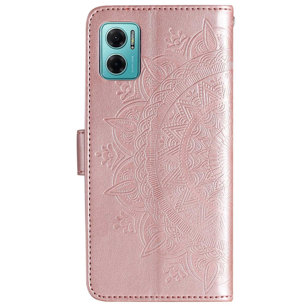 Xiaomi Redmi Note 11E 5G / Redmi 10 5G / Redmi 10 Prime+ 5G Anti-kollisions plånboksfodral med stativ och tryckt mandala, PU-läder, flipfodral