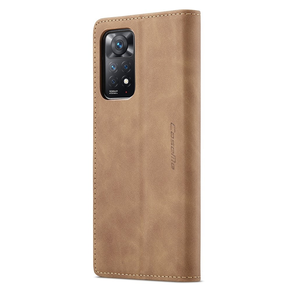 CASEME 013-serien til Xiaomi Redmi Note 12 Pro 4G / 11 Pro 4G (MediaTek) / Note 11 Pro 5G (Qualcomm) magnetisk, selvklæbende tegnebogsetui i PU-læder, foldbart stativ, mobilcover