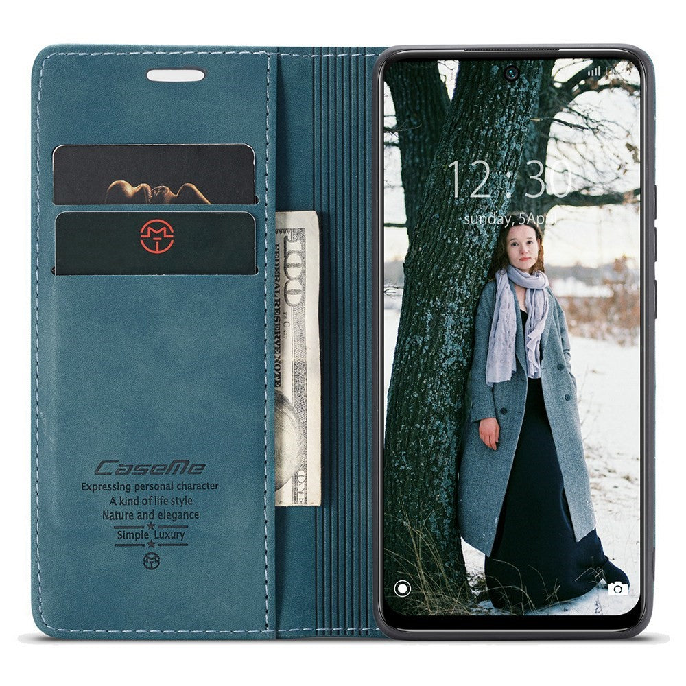 CASEME 013-serien för Xiaomi Redmi Note 11 4G (Qualcomm)/Note 11S 4G PU-läder stativ plånboksfodral självabsorberande magnetiskt mobilskal