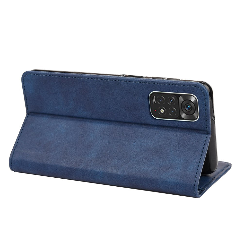 Xiaomi Redmi Note 11 4G (Qualcomm)/Redmi Note 11S 4G, hudvenlig overflade, fingeraftryksbeskyttende mobilstativ, stødsikkert pungcover, lædercover