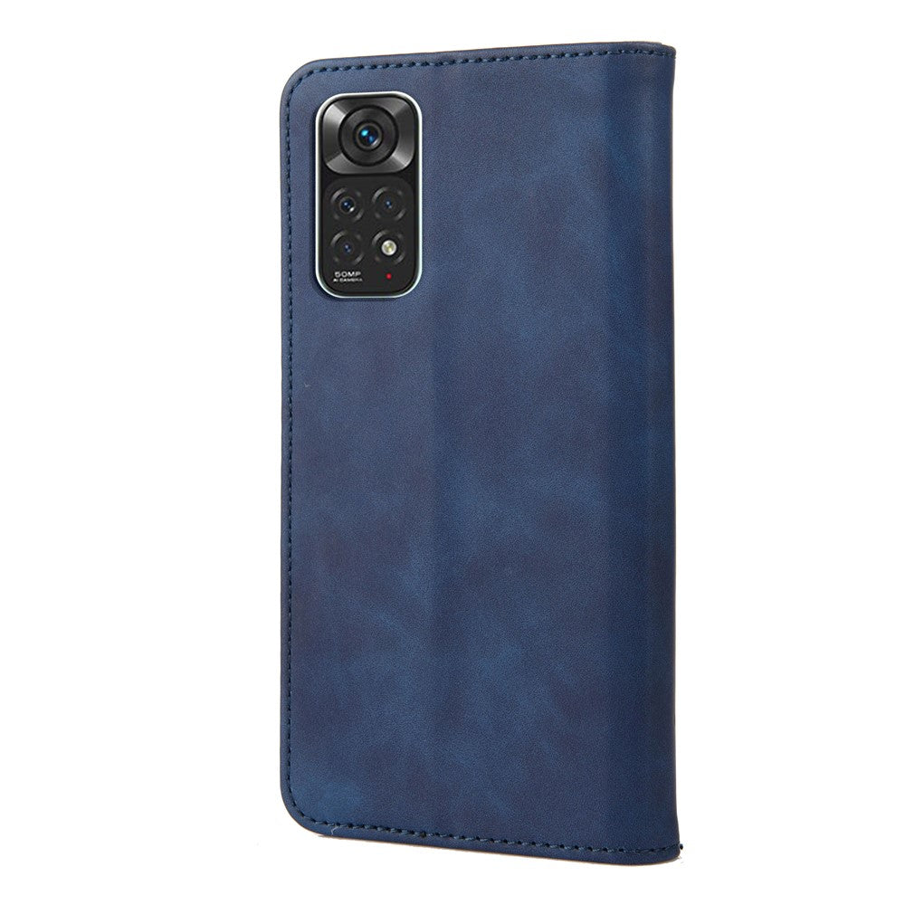 For Xiaomi Redmi Note 11 4G (Qualcomm)/Redmi Note 11S 4G Skin-touch Feeling Anti-fingerprint Phone Stand Cover Shockproof Wallet Phone Case Splicing Leather Shell