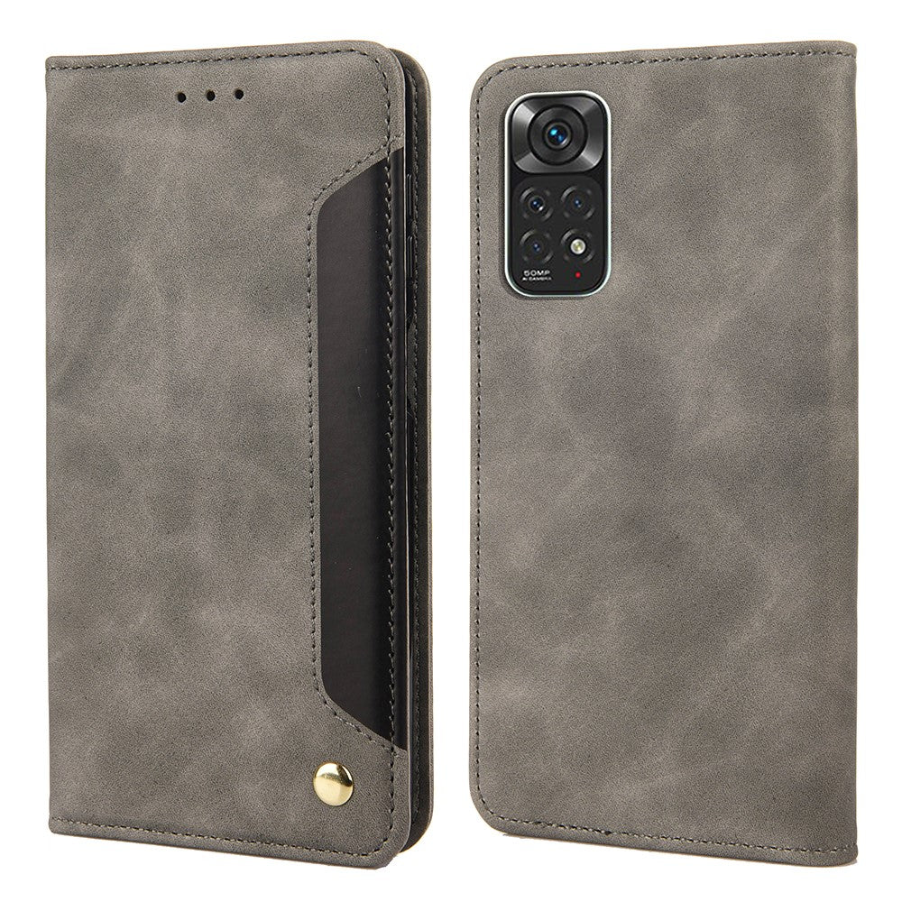 Xiaomi Redmi Note 11 4G (Qualcomm)/Redmi Note 11S 4G, hudvenlig overflade, fingeraftryksbeskyttende mobilstativ, stødsikkert pungcover, lædercover