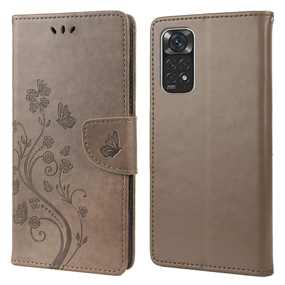 For Xiaomi Redmi Note 11 4G (Qualcomm)/Redmi Note 11S 4G Imprinted Flowers Butterflies Pattern PU Leather Cover Wallet Stand Phone Case Shell